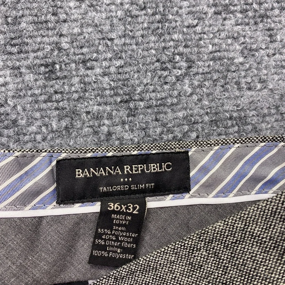 Banana Republic Mens Grey Wool Blend Tailored Slim Fit Dress Pants‎ Sz 36 Preppy